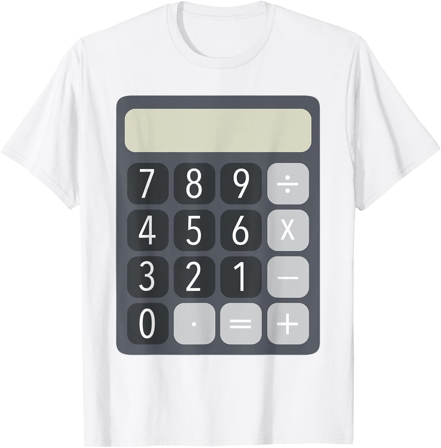 HalloAndWeenCostumes Adult Calculator Costume , Grey, XL, Short Sleeve, Classic Fit, Pull On, Halloween, Costume Party T-Shirt - T-Shirt | White
