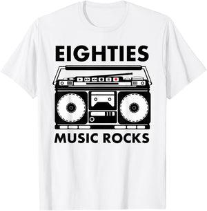 Eighties Music Rocks T-Shirt - T-Shirt | White