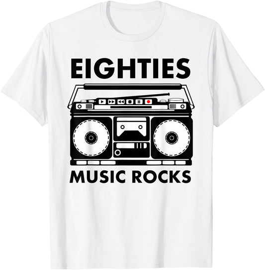 Eighties Music Rocks T-Shirt - T-Shirt | White