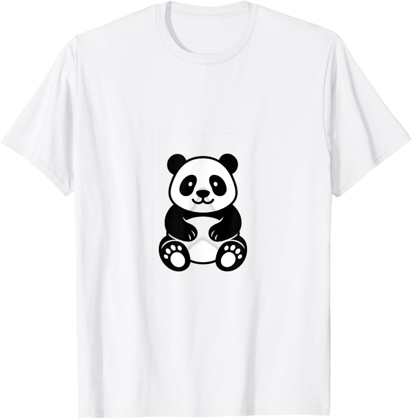 Cute Panda Minimalist Design T-Shirt - T-Shirt | White