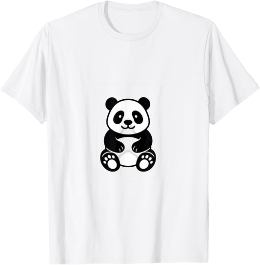 Cute Panda Minimalist Design T-Shirt - T-Shirt | White