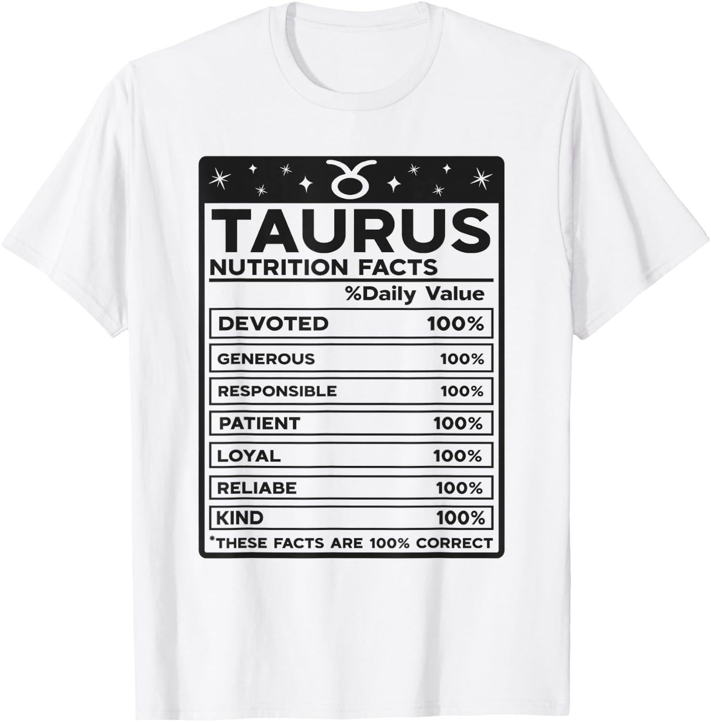Taurus Nutritional Style Zodiac Design, Taurus T-Shirt - T-Shirt | White