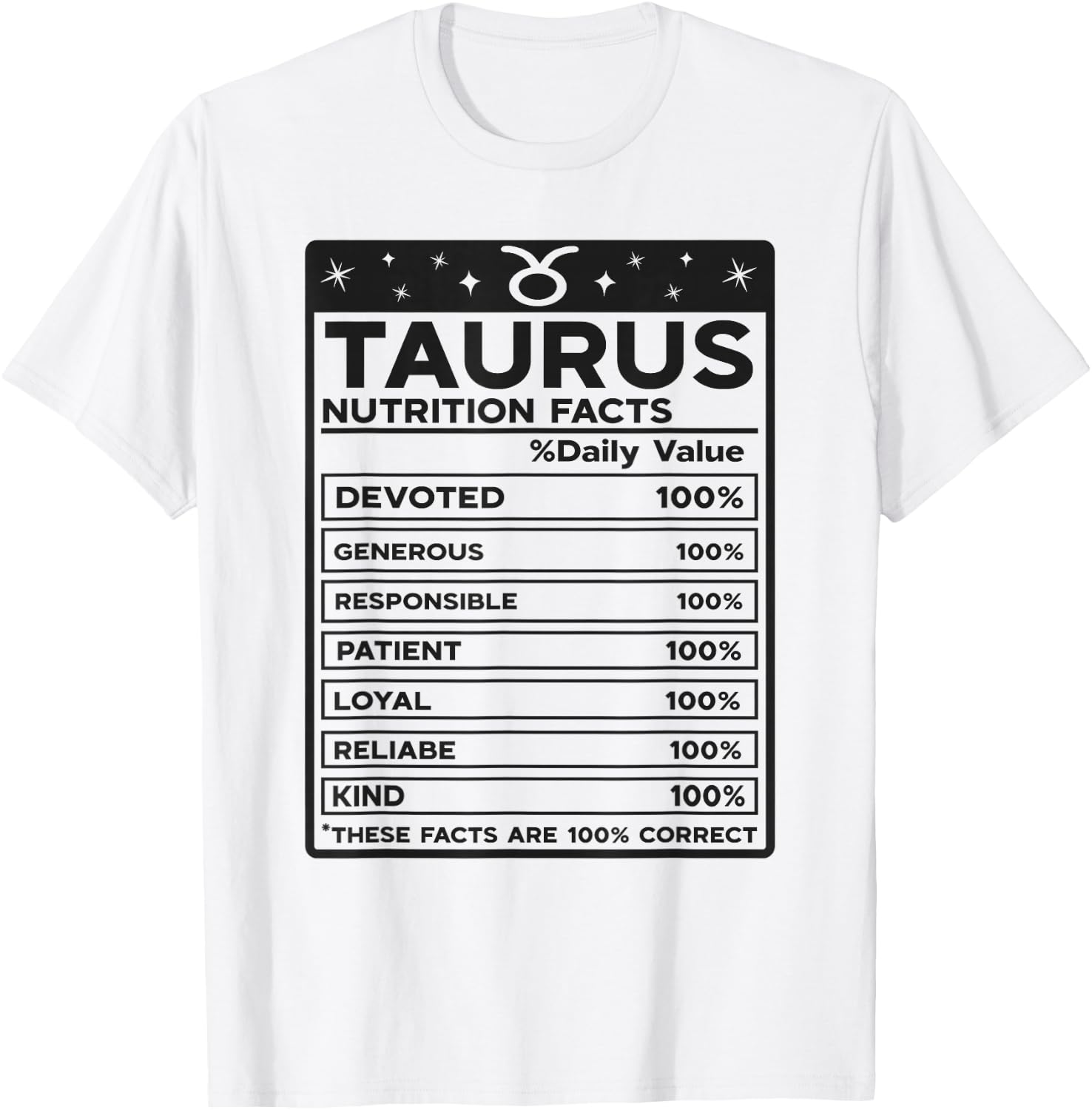 Taurus Nutritional Style Zodiac Design, Taurus T-Shirt - T-Shirt | White