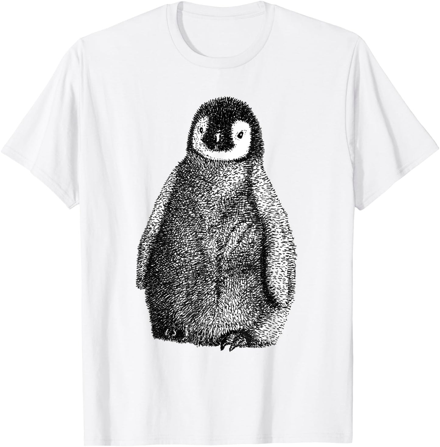 Cute Baby Emperor Penguin Illustration T-Shirt - T-Shirt | White