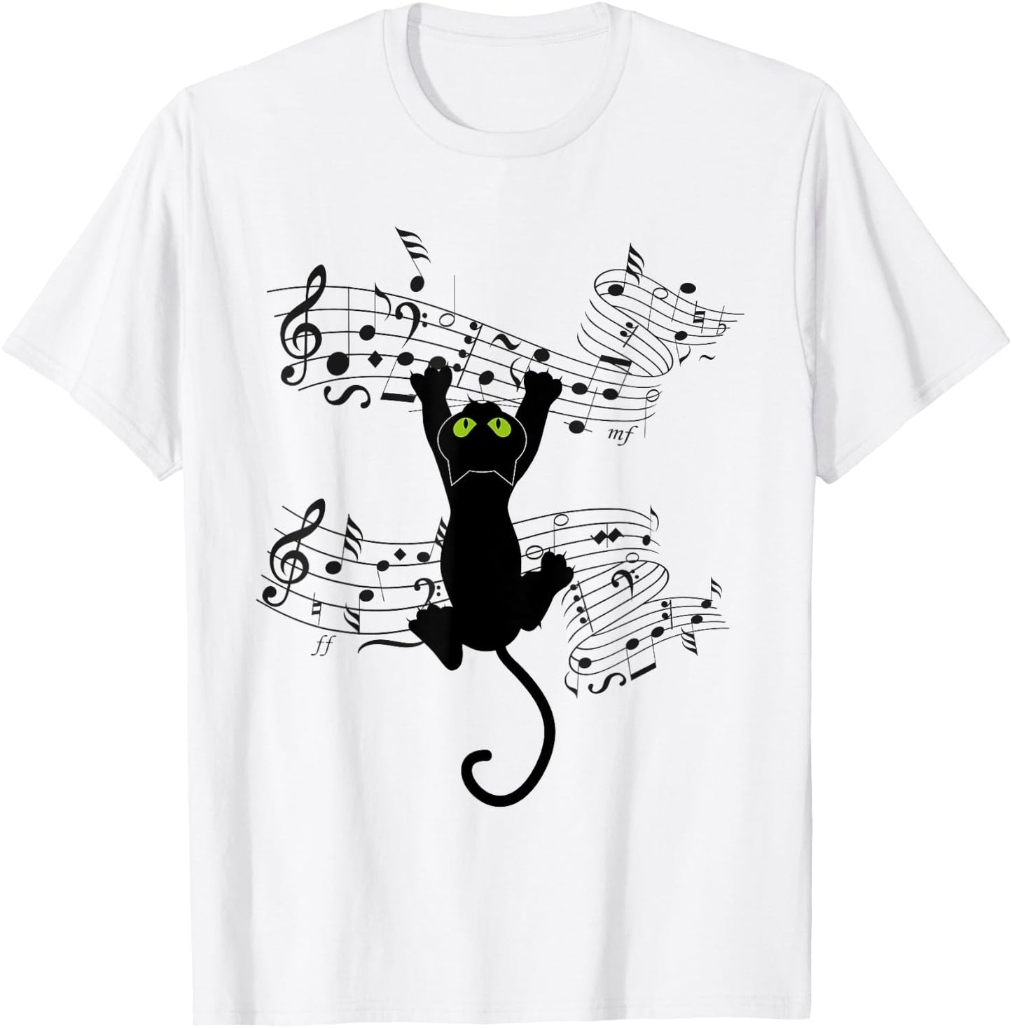 Funny Cat Kitty Playing Music Note Cat lover Gift Men Women Kids T-Shirt - T-Shirt | White