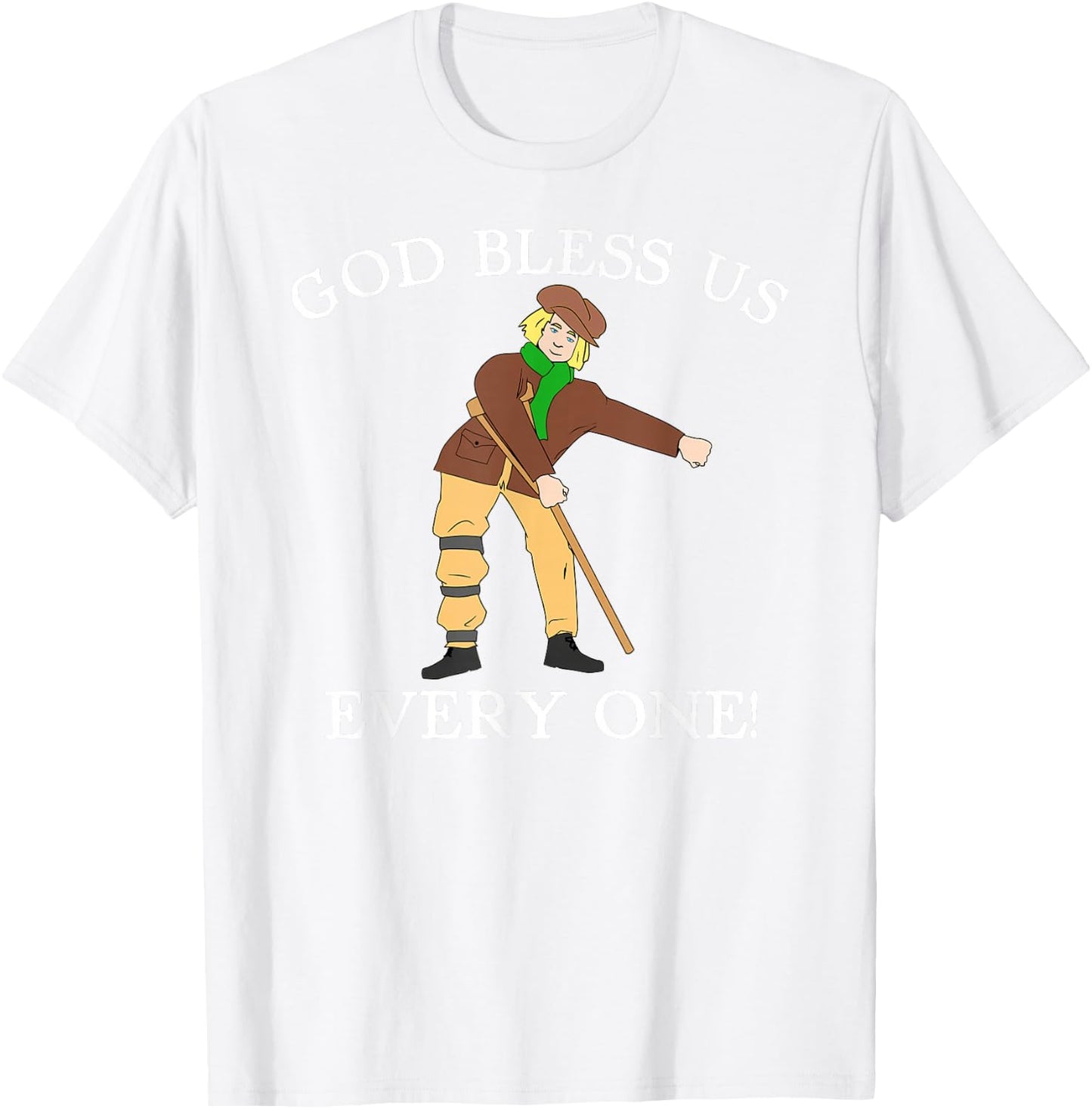 Floss Dance Christmas Carol Tiny Tim God Bless Us Everyone T-Shirt - T-Shirt | White