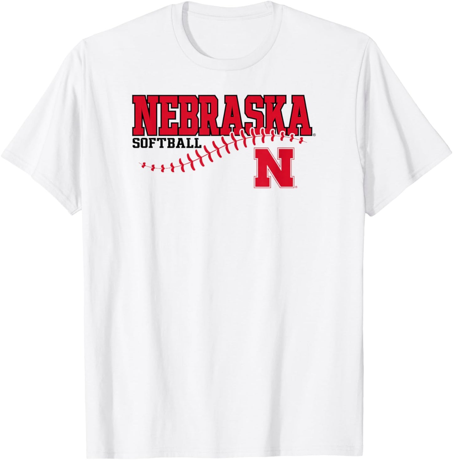 Nebraska Cornhuskers Softball Laces White T-Shirt - T-Shirt | White