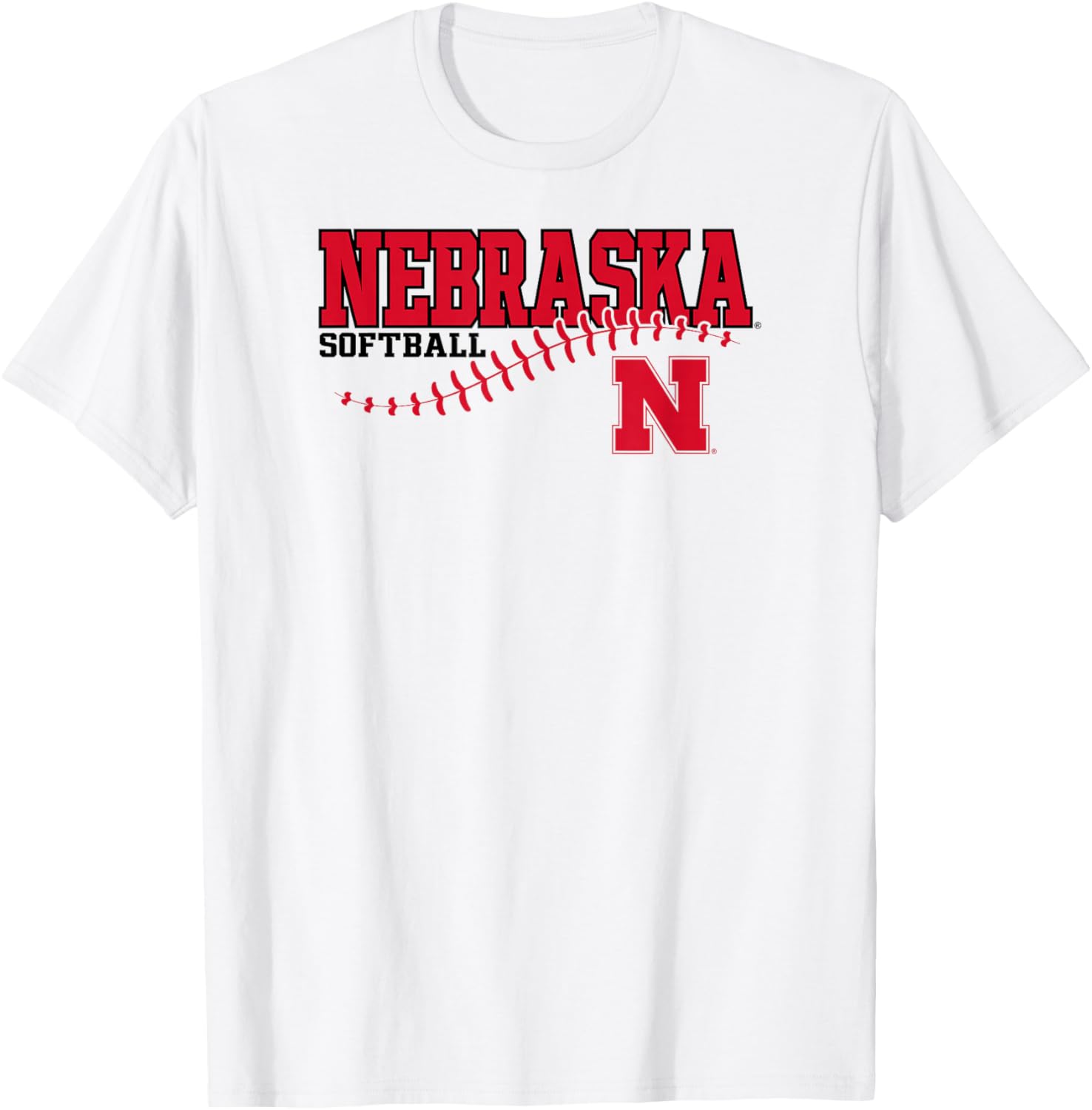 Nebraska Cornhuskers Softball Laces White T-Shirt - T-Shirt | White