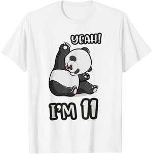 Panda 11th Birthday yeah im 11 Years old girl Gift T-Shirt - T-Shirt | White