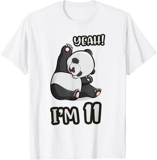 Panda 11th Birthday yeah im 11 Years old girl Gift T-Shirt - T-Shirt | White