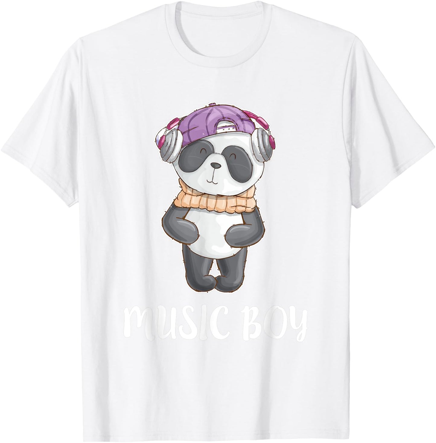 Dj Panda Headphones T Shirt Cute Music Boys Kids T-Shirt - T-Shirt | White
