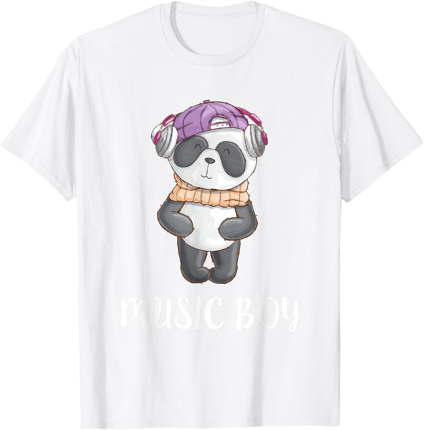 Dj Panda Headphones T Shirt Cute Music Boys Kids T-Shirt - T-Shirt | White