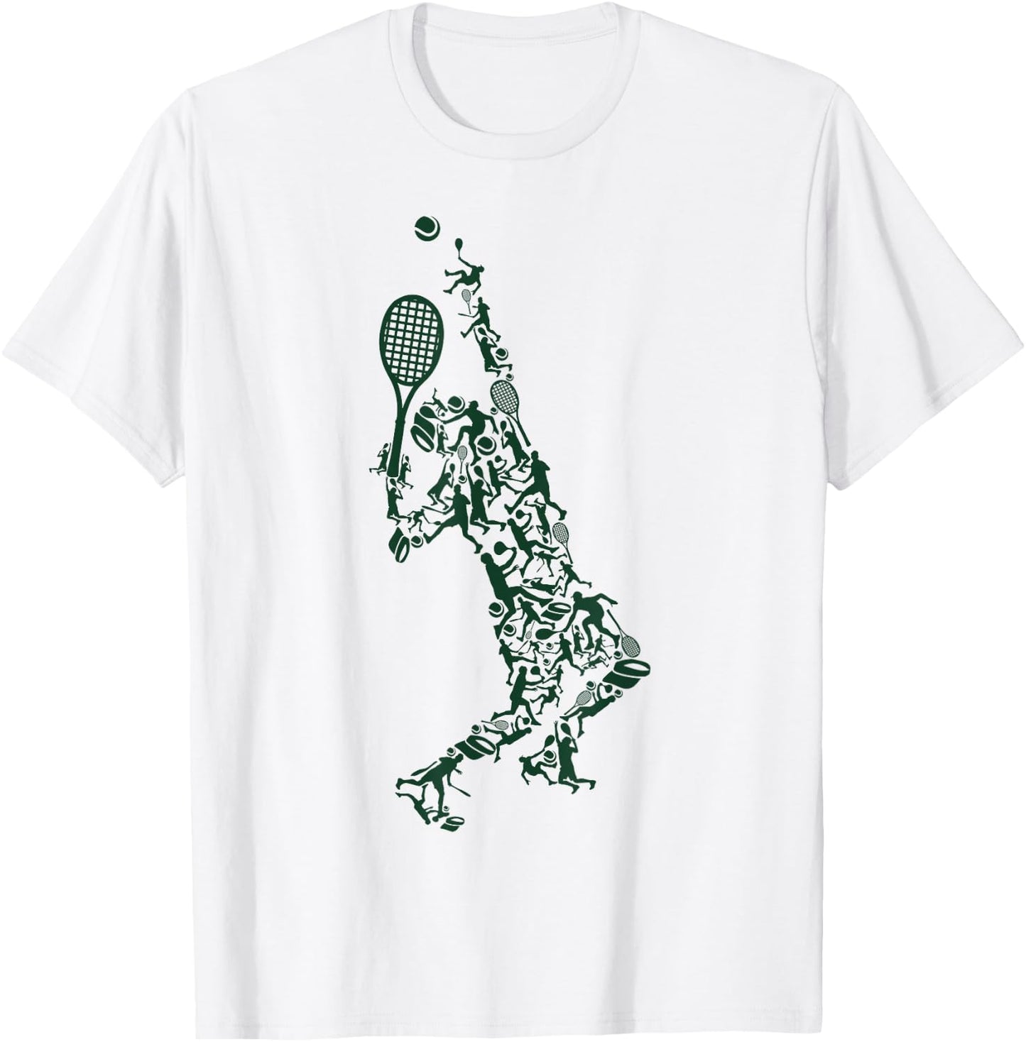 Tennis T Shirt - Player Positions Balls Racket in drawing T-Shirt - T-Shirt | White