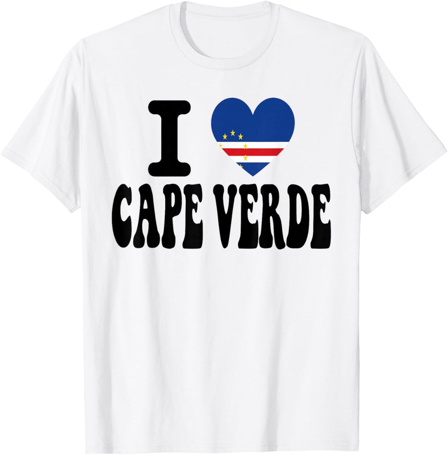 I Love Cape Verde Heart Flag Retro Travel Souvenir T-Shirt - T-Shirt | White