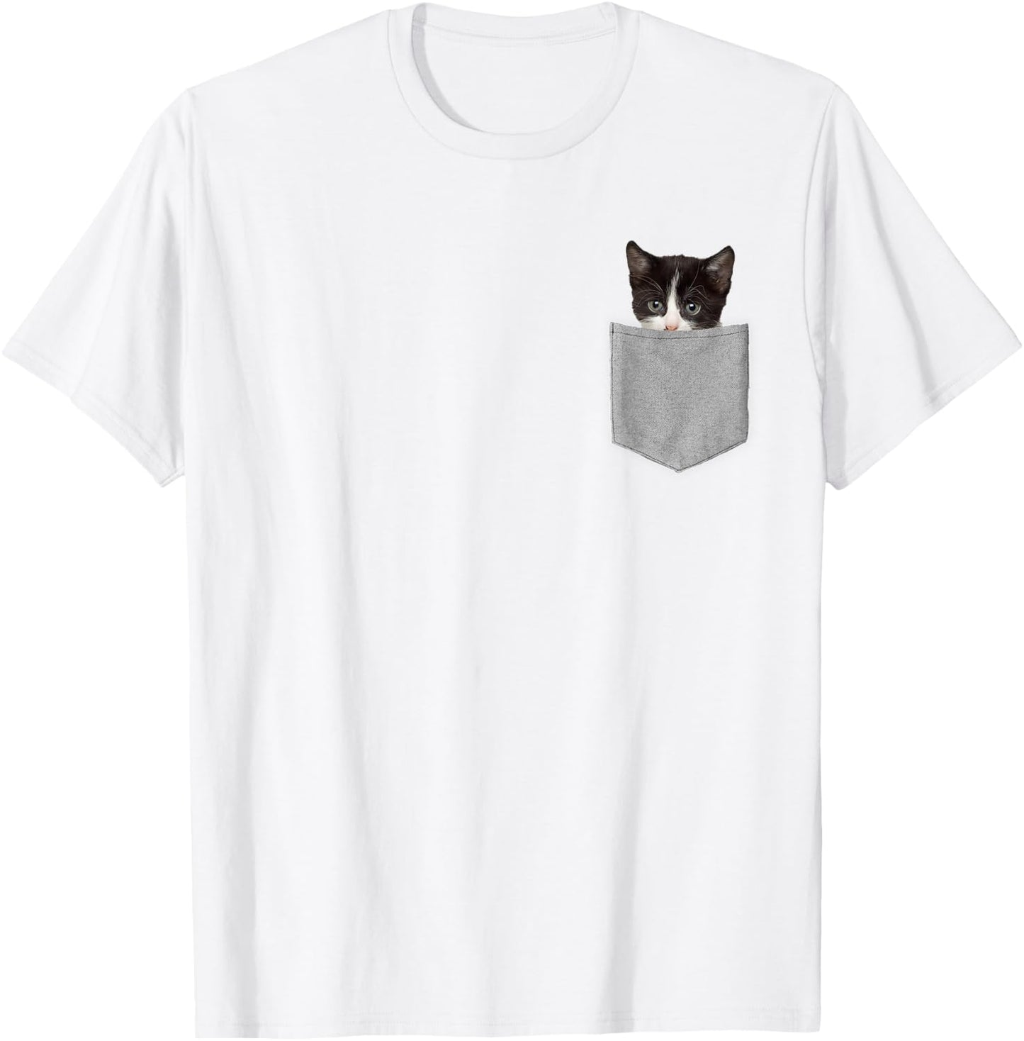 Cute Cat Peeking in Pocket Cat Lover T-Shirt - T-Shirt | White