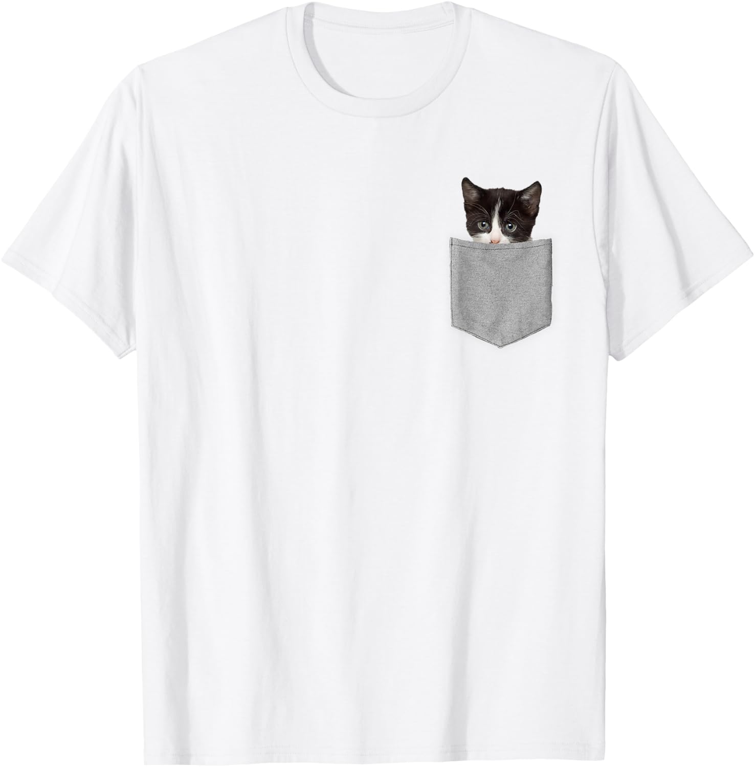 Cute Cat Peeking in Pocket Cat Lover T-Shirt - T-Shirt | White