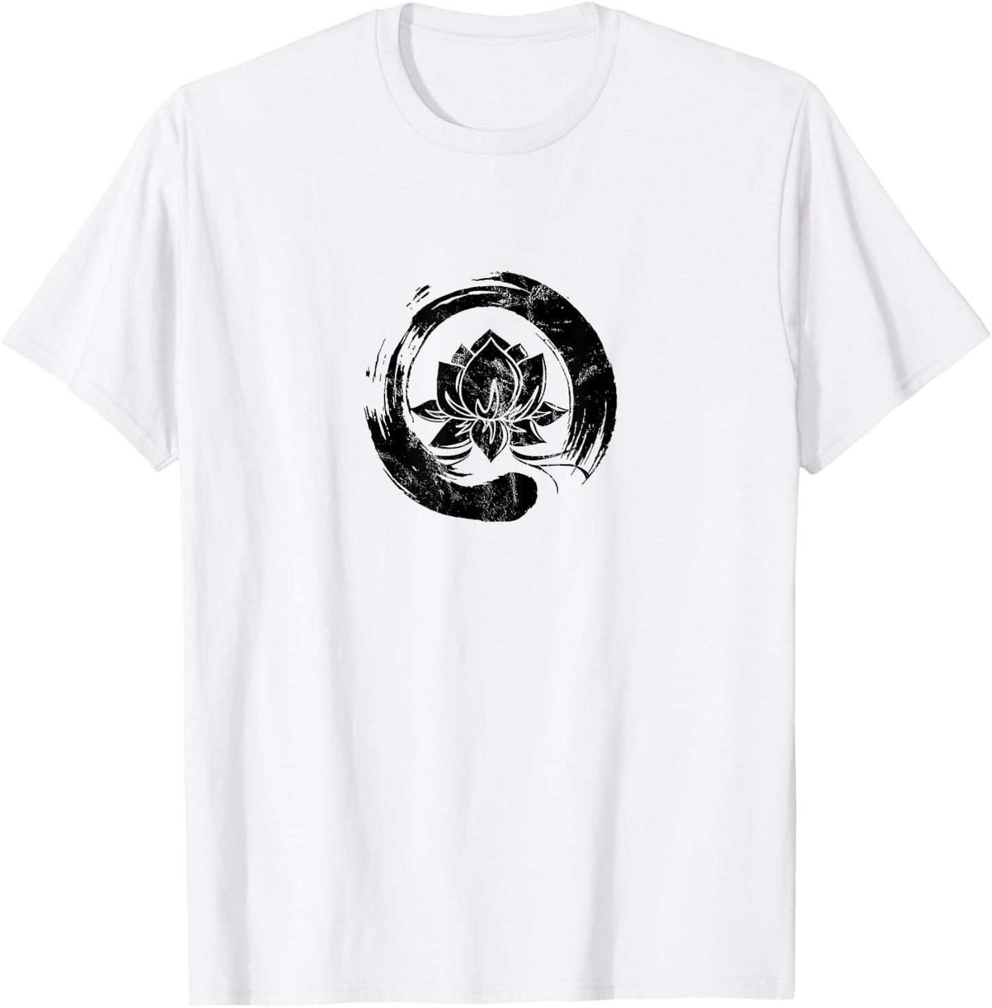 Enso Zen Circle of Enlightenment Lotus Vintage T-Shirt - T-Shirt | White