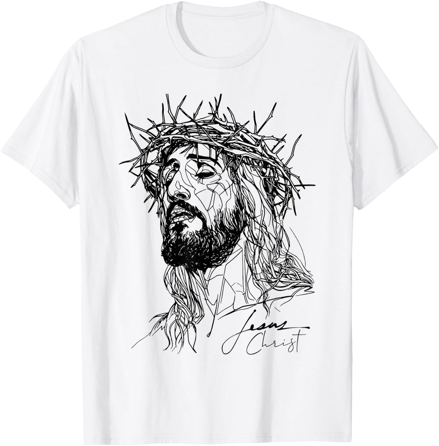 Jesus thorn crown - Jesus line drawing artwork T-Shirt - T-Shirt | White