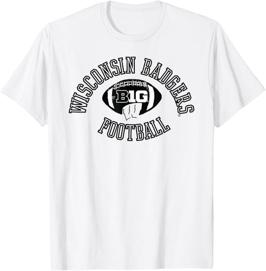 Wisconsin Badgers Big 10 Football Huddle Red T-Shirt - T-Shirt | White