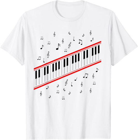 Piano Keys Lover Beat It Pianist 1980s Dance Costume Music T-Shirt - T-Shirt | White