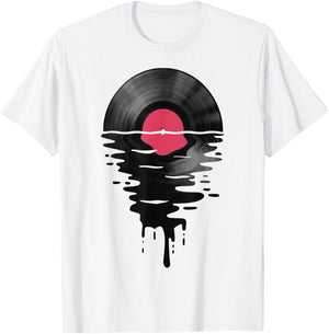 Vinyl Record Music LP Classic 80s Sunset T-Shirt - T-Shirt | White