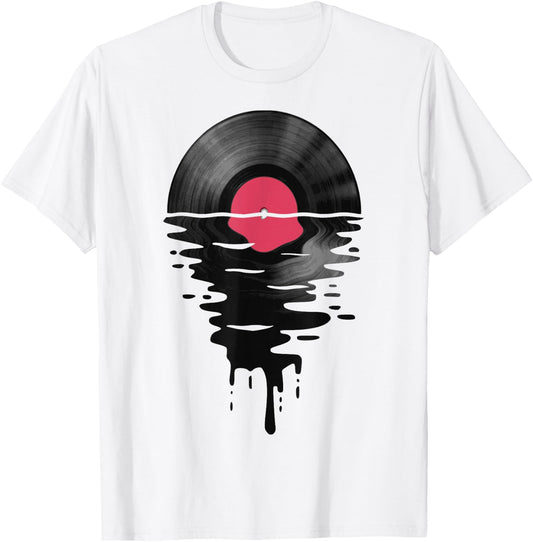 Vinyl Record Music LP Classic 80s Sunset T-Shirt - T-Shirt | White
