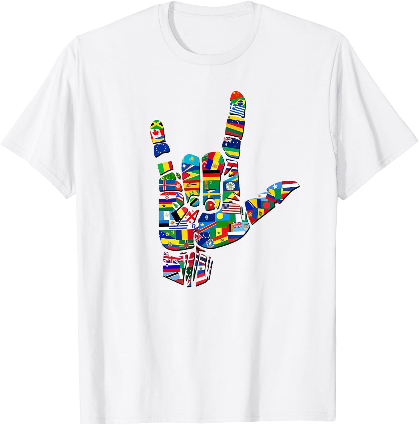 Flags of The Countries of The World, Love Sign T-Shirt - T-Shirt | White