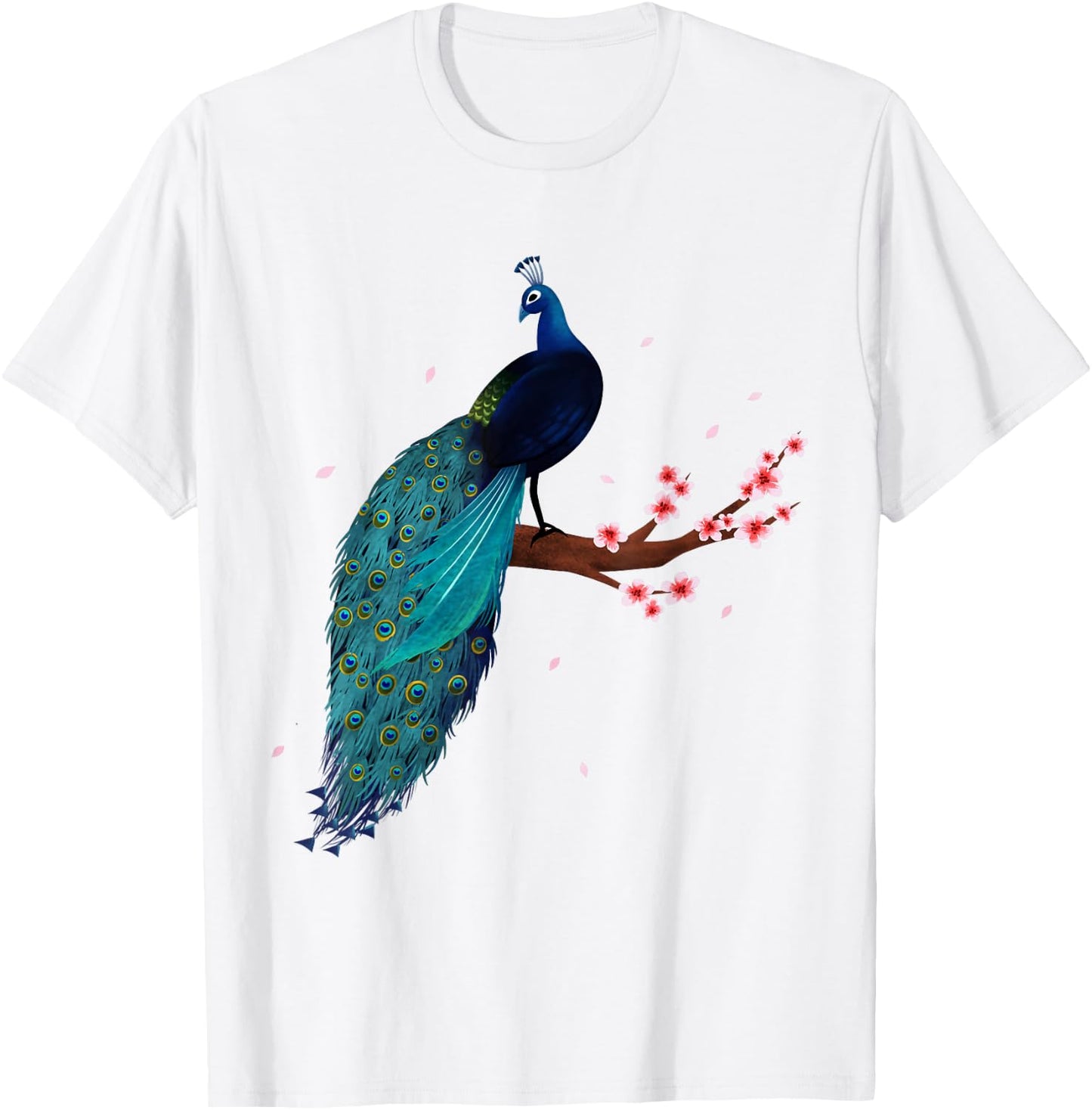 Vintage Peacock Japanese Beauty Bird Flower Gift T Shirt T-Shirt - T-Shirt | White