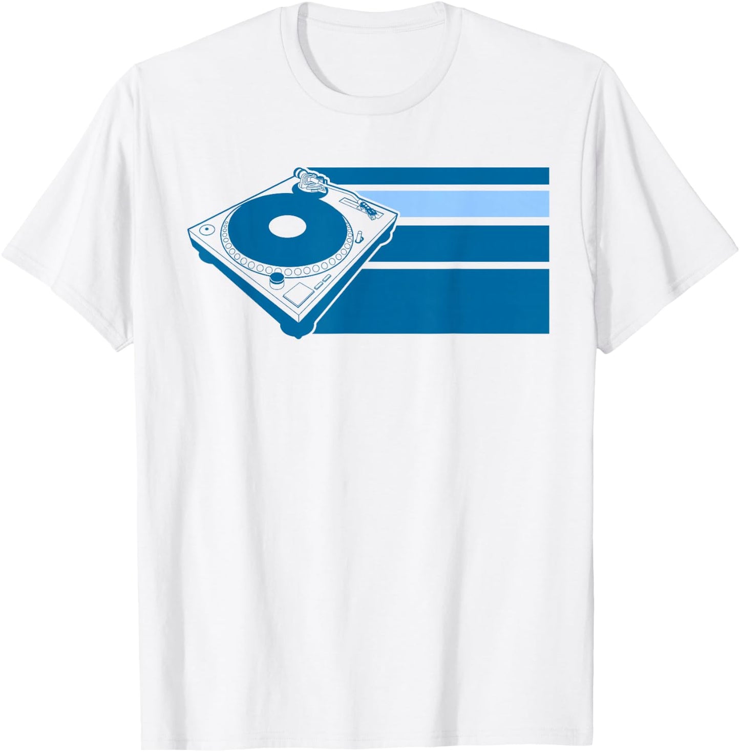DJ Turntable Blue T-Shirt - T-Shirt | White