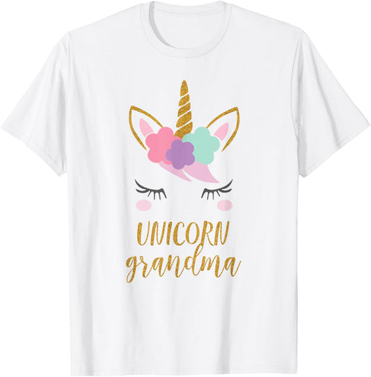 Grandma Unicorn Shirt, Cute Unicorn Grandma Gift T-Shirt - T-Shirt | White