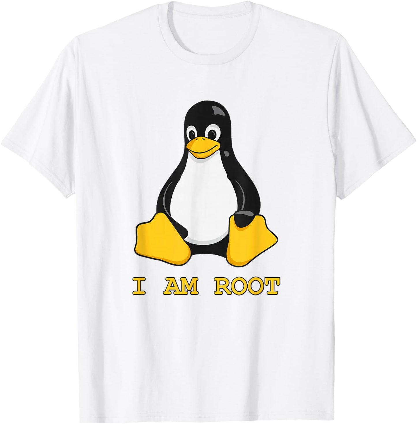 Linux Mascot Tux the Penguin I Am Root Men Women Kids T-Shirt - T-Shirt | White