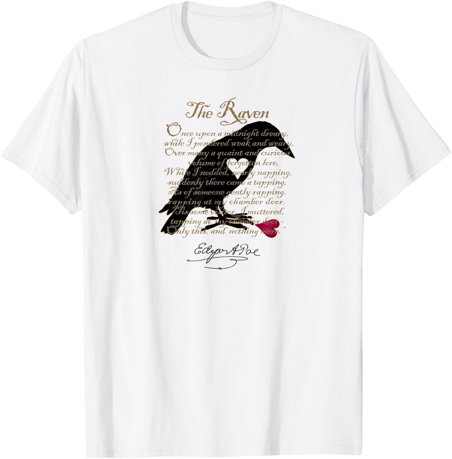 Edgar Allan Poe T Shirt Gothic Tales of Poe Gif for Readers T-Shirt - T-Shirt | White