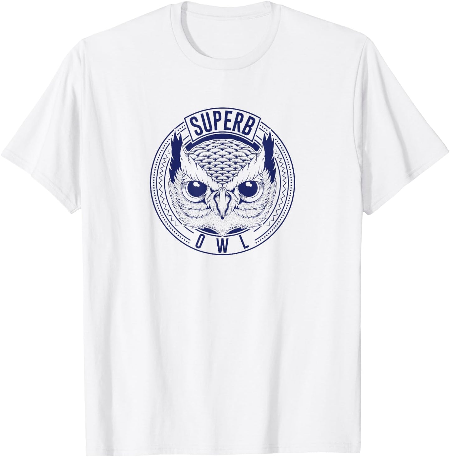The Superb Owl Apparel - Grey Owl Print - -Adults, Kids - Small - Short Sleeve - Classic Fit - Polyester 100% T-Shirt - T-Shirt | White
