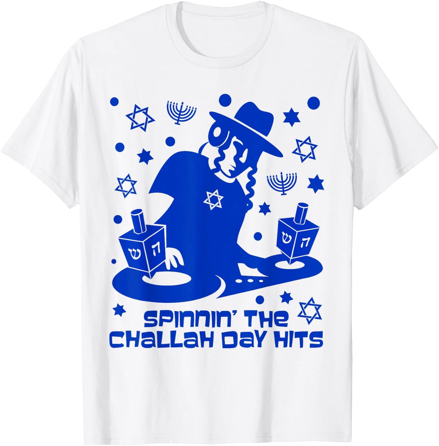 Funny Hanukkah Dreidel DJ Gift Challah Day Hits T-Shirt - T-Shirt | White