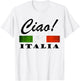 Ciao Italia Tricolore Green White and Red Italian Flag Italy T-Shirt - T-Shirt | White