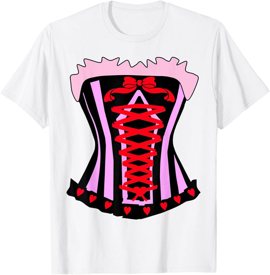 Saloon Girl Shirt Costume for Halloween Western Corset T-Shirt - T-Shirt | White