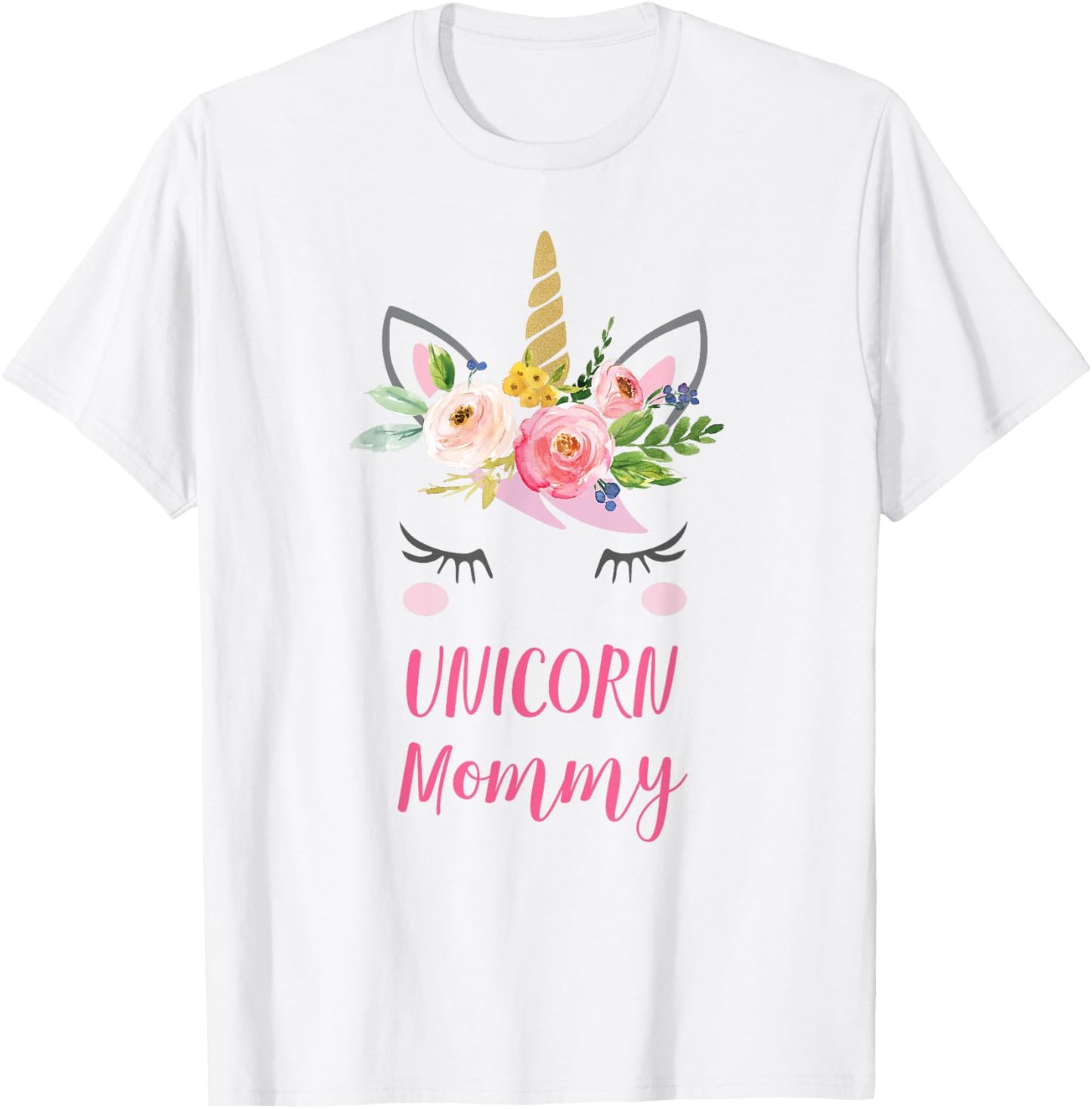 Floral Unicorn Mom Shirt, Unicorn Mommy Gift T-Shirt - T-Shirt | White