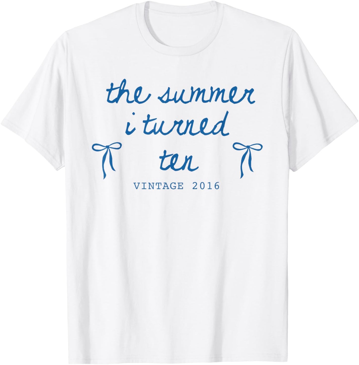 Summer I Turned 10 Vintage 2016 Cute Bow 10th Birthday Girl T-Shirt - T-Shirt | White
