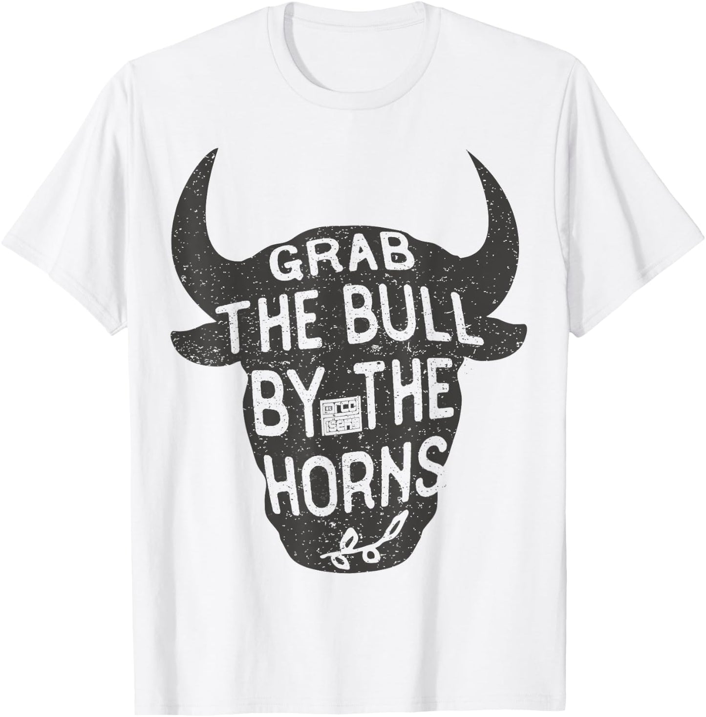Vintage Inspiration Grab Bull Horns Rodeo Cow Riding T-Shirt - T-Shirt | White