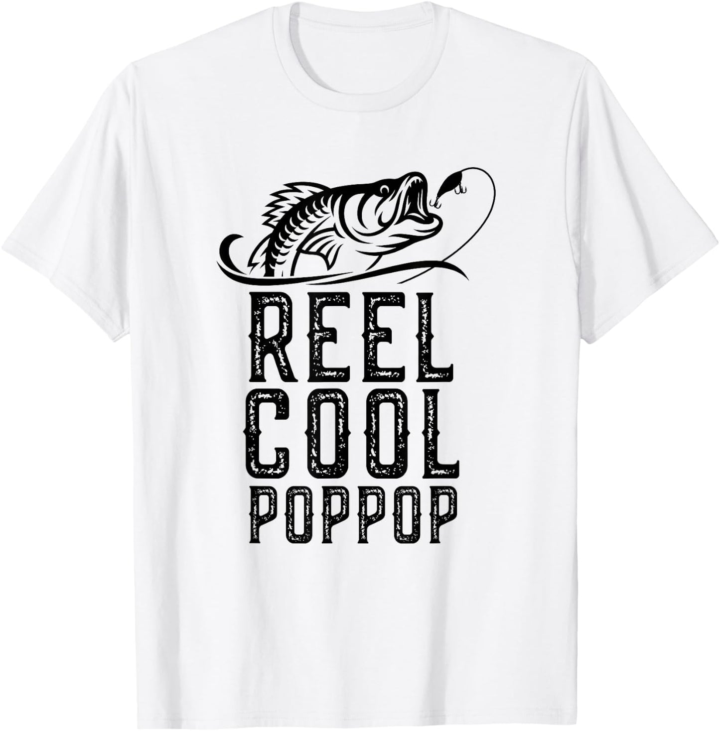 Reel Cool Pop-Pop Fishing Fisherman Grandpa Retro Poppop T-Shirt - T-Shirt | White