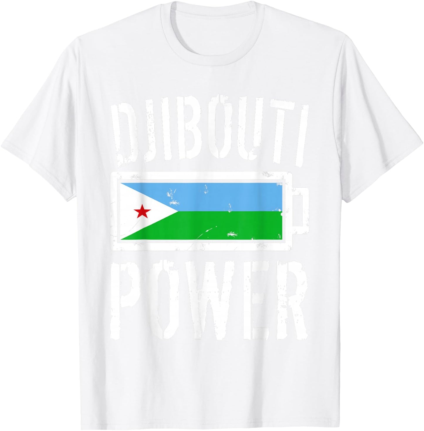 Djibouti Flag | Djibouti Power Battery Proud T-Shirt - T-Shirt | White