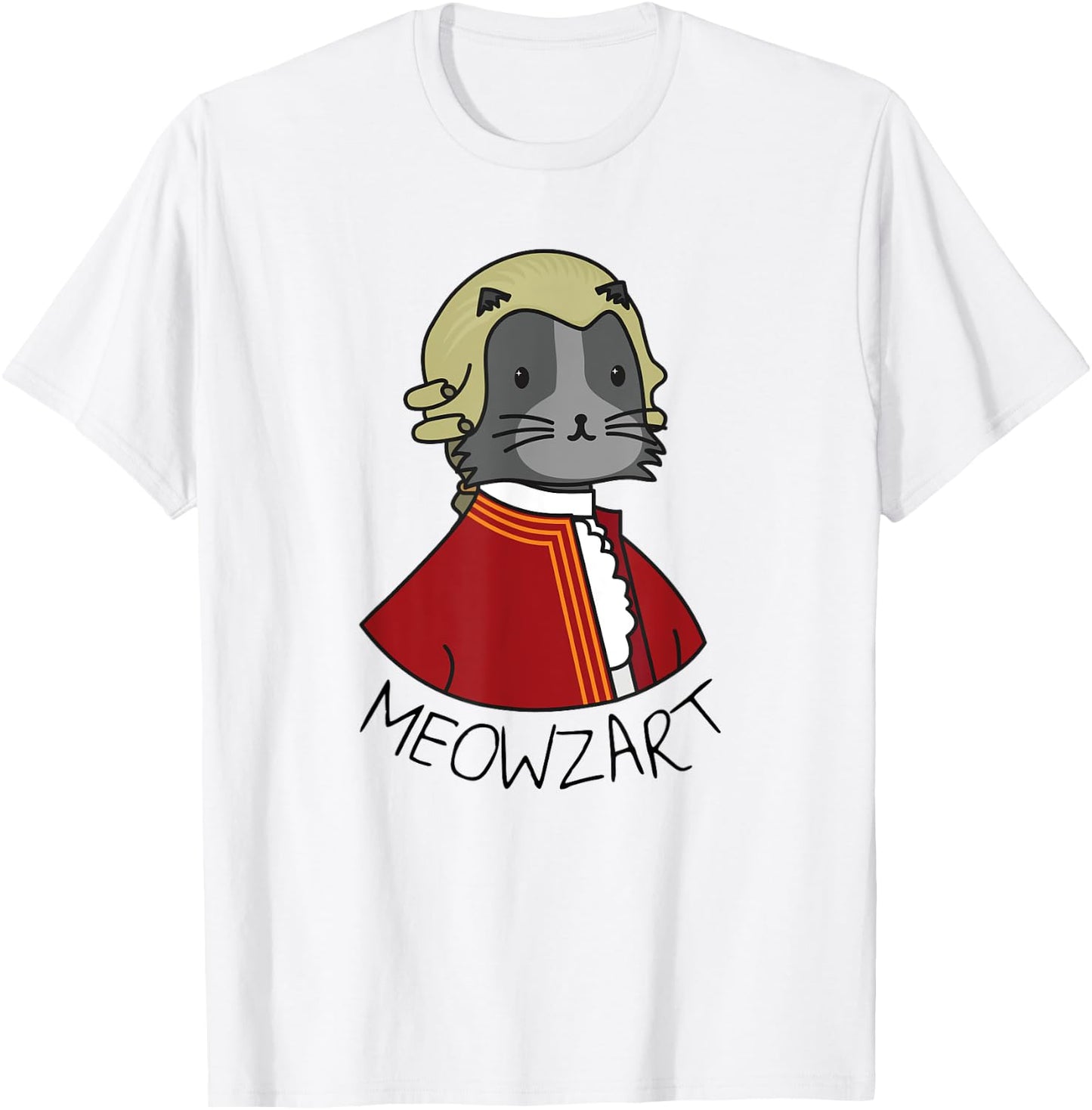 Meowzart | Funny Cat & Classic Music Mozart Men Women Kids T-Shirt - T-Shirt | White
