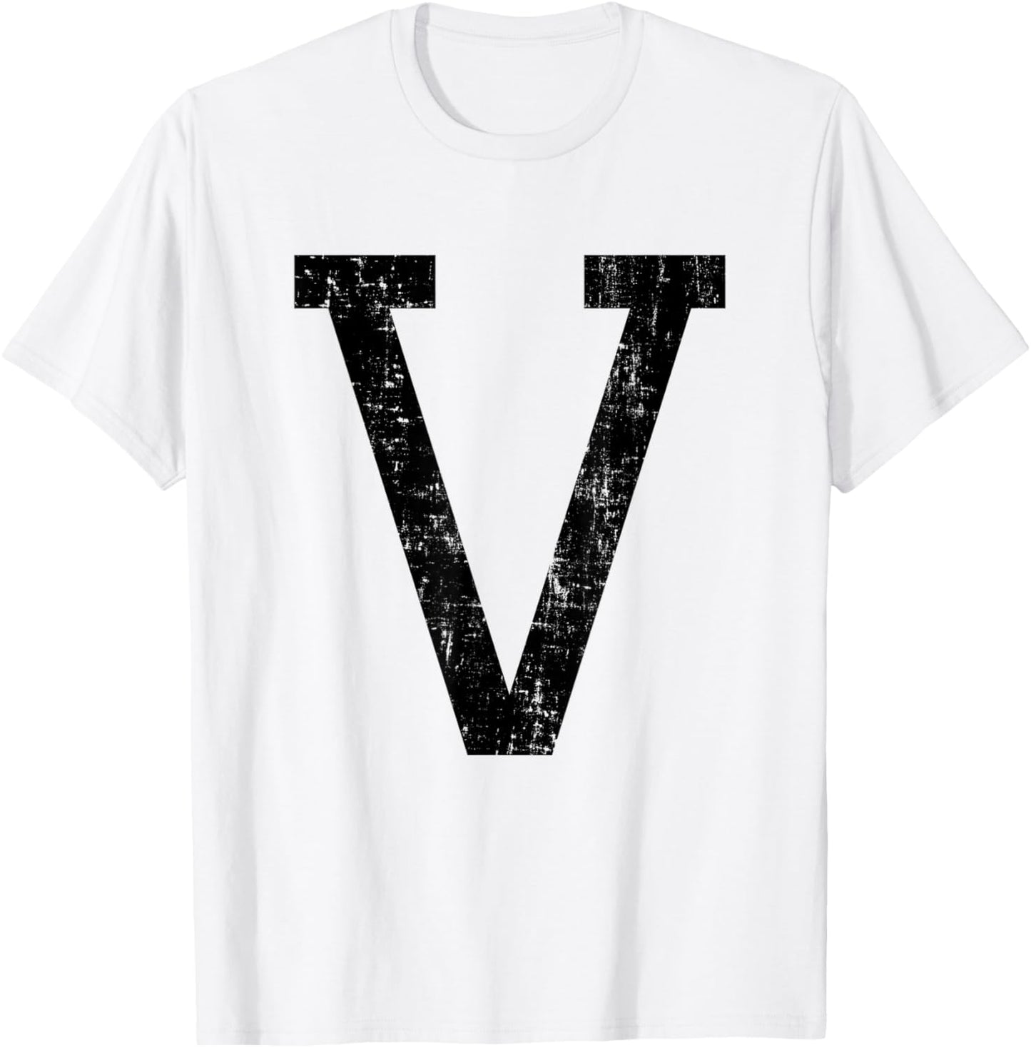 Letter V Capital Alphabet Initial School College Varsity T-Shirt - T-Shirt | White