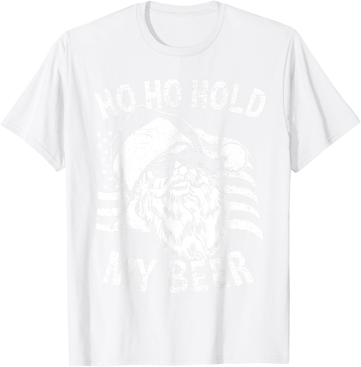 Christmas In July Shirt | Hipster Santa Ho Ho Hold My Beer T-Shirt - T-Shirt | White