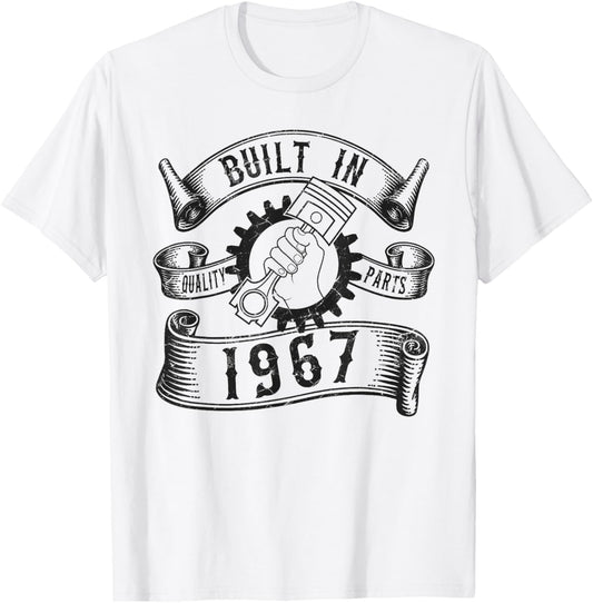 Born in 1967 Quality Parts, Piston Graphic Mechanic Gifts T-Shirt - T-Shirt | White
