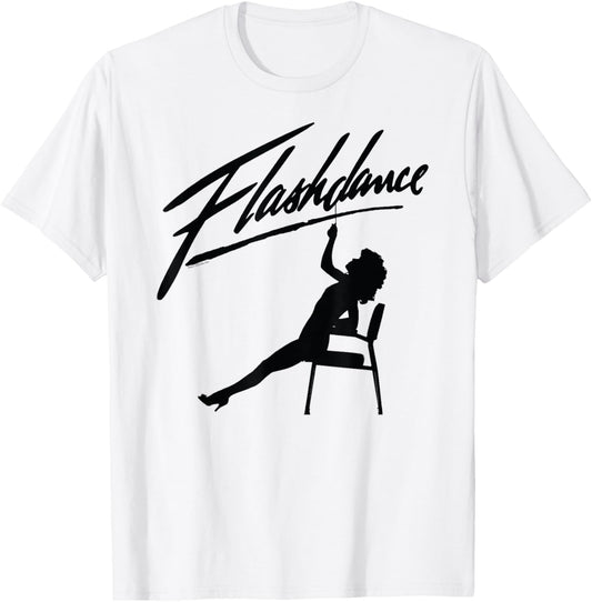 Flashdance Maniac Dance Silhouette and Logo Vintage Movie T-Shirt - T-Shirt | White