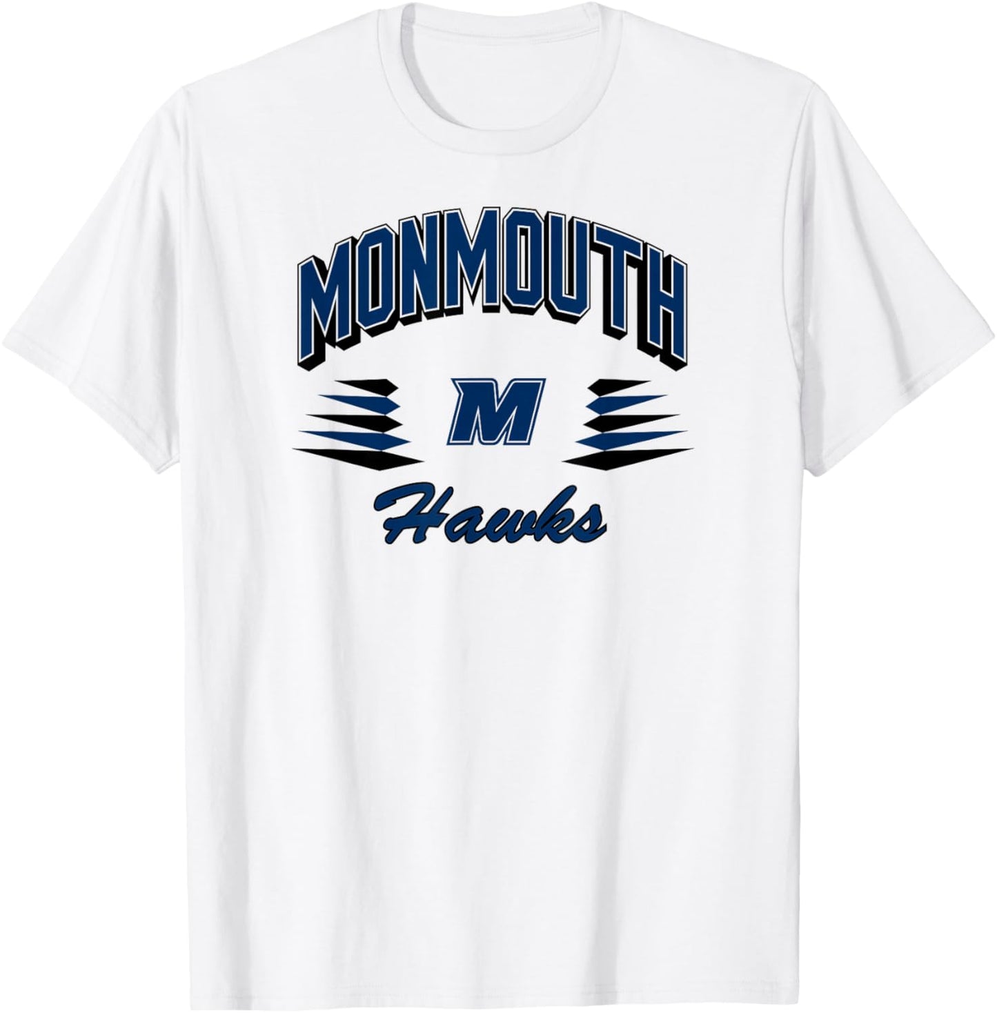 Monmouth Hawks Retro Diamond White Officially Licensed T-Shirt - T-Shirt | White