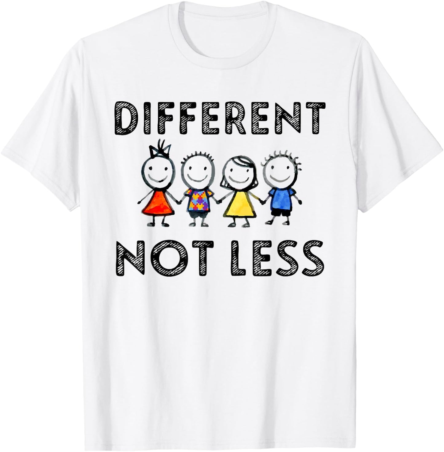 Different Not Less Support Autism Awareness Gifts T-Shirt - T-Shirt | White