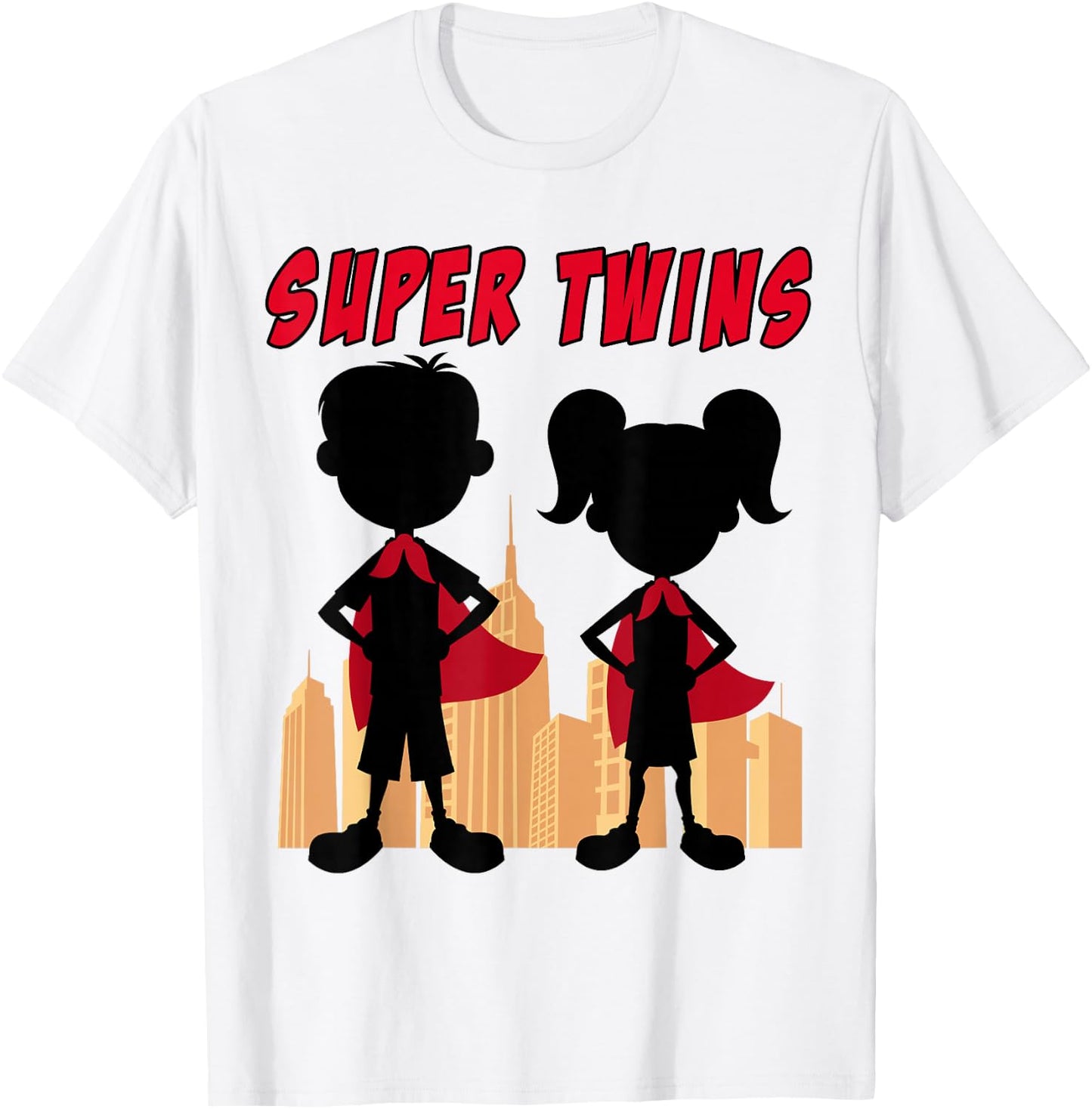Boy and Girl Super Twins - Kids Twin Superhero Comic T-Shirt - T-Shirt | White