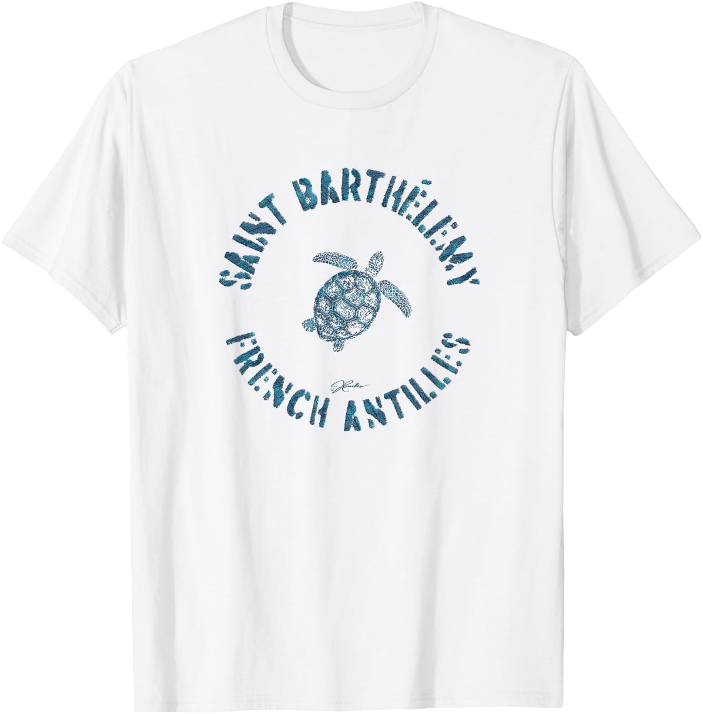 JCombs: Saint Barthelemy (St. Barts) Sea Turtle (Distressed) T-Shirt - T-Shirt | White